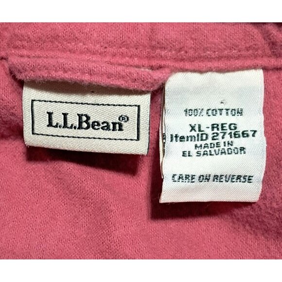 Vintage L.L. Bean Mens Chamois Cloth Shirt XL Salmon Red El Salvado Made Heavy C - Picture 2 of 9